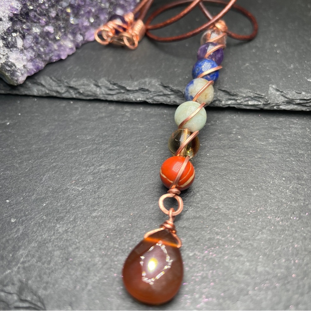Gemstone Pendant Necklace With Carnelian Focal Boho Artisan Jewelry - Picture 7 of 12